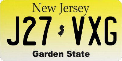 NJ license plate J27VXG