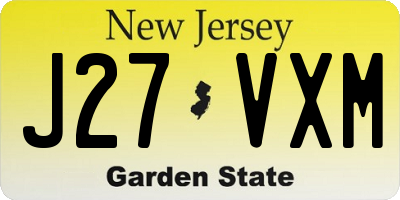 NJ license plate J27VXM