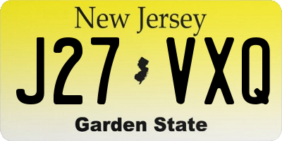 NJ license plate J27VXQ