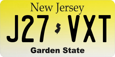 NJ license plate J27VXT