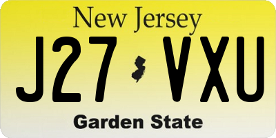 NJ license plate J27VXU