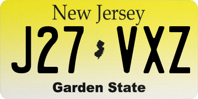 NJ license plate J27VXZ