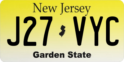 NJ license plate J27VYC