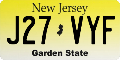 NJ license plate J27VYF