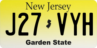 NJ license plate J27VYH