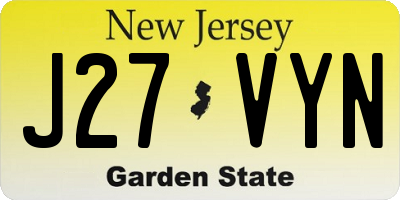 NJ license plate J27VYN