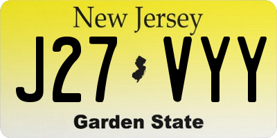 NJ license plate J27VYY