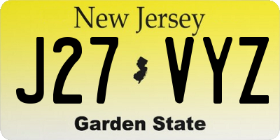 NJ license plate J27VYZ