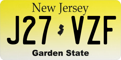 NJ license plate J27VZF