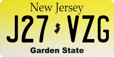 NJ license plate J27VZG