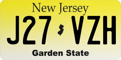 NJ license plate J27VZH