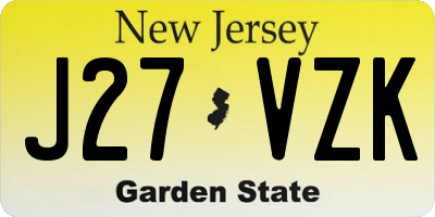 NJ license plate J27VZK