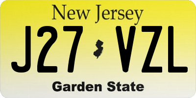 NJ license plate J27VZL