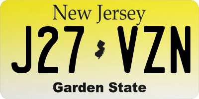 NJ license plate J27VZN