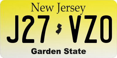 NJ license plate J27VZO