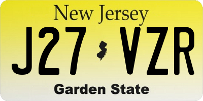 NJ license plate J27VZR