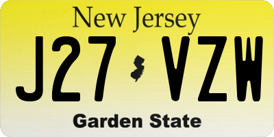 NJ license plate J27VZW
