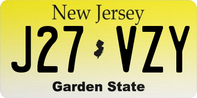 NJ license plate J27VZY