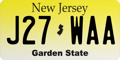 NJ license plate J27WAA