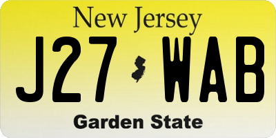 NJ license plate J27WAB
