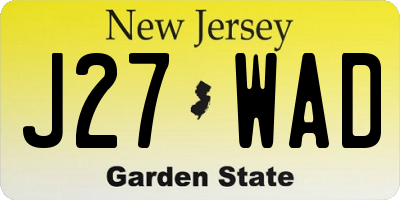NJ license plate J27WAD