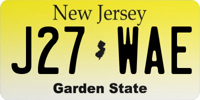 NJ license plate J27WAE