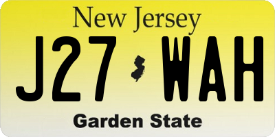 NJ license plate J27WAH