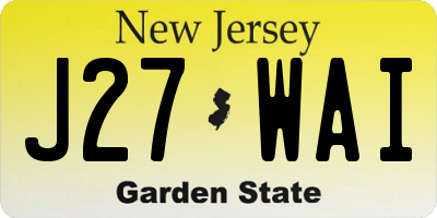 NJ license plate J27WAI