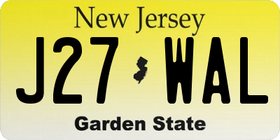 NJ license plate J27WAL