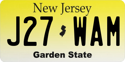 NJ license plate J27WAM