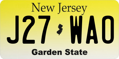 NJ license plate J27WAO
