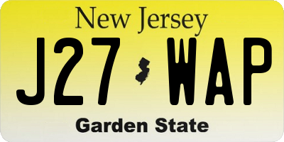 NJ license plate J27WAP