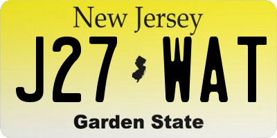 NJ license plate J27WAT