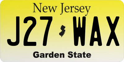 NJ license plate J27WAX