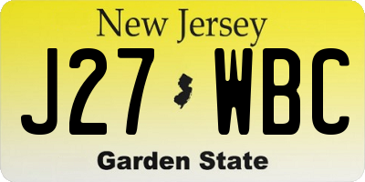 NJ license plate J27WBC