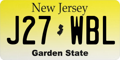 NJ license plate J27WBL