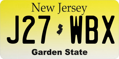 NJ license plate J27WBX