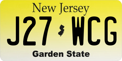 NJ license plate J27WCG