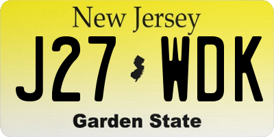 NJ license plate J27WDK