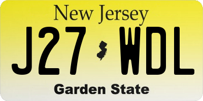 NJ license plate J27WDL