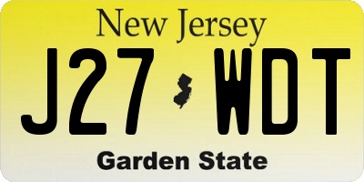 NJ license plate J27WDT