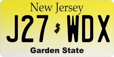 NJ license plate J27WDX