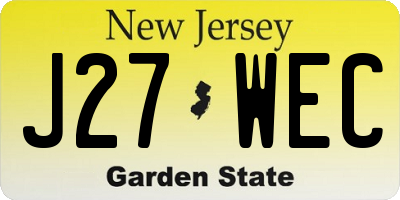 NJ license plate J27WEC