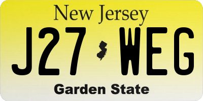 NJ license plate J27WEG