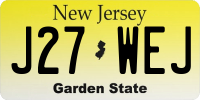 NJ license plate J27WEJ