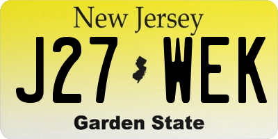 NJ license plate J27WEK