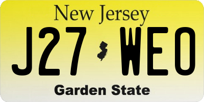 NJ license plate J27WEO