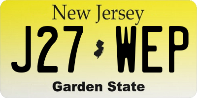 NJ license plate J27WEP