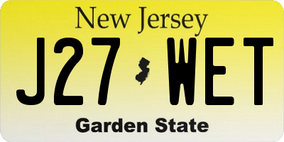 NJ license plate J27WET
