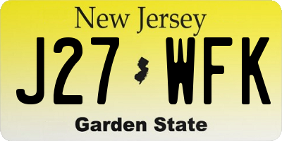 NJ license plate J27WFK
